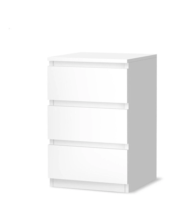 Nightstand 3 Drawers Besode Table in White image 1