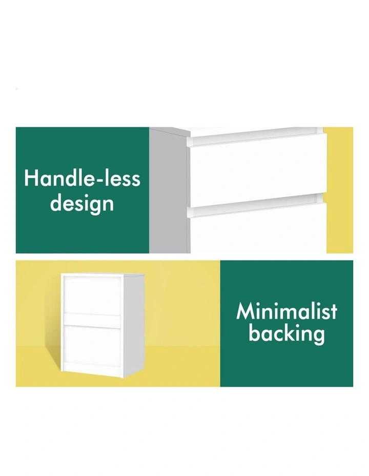 Nightstand 3 Drawers Besode Table in White image 7