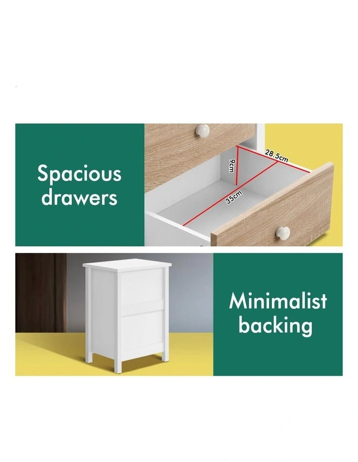 Hamptons 3 Drawers Bedside Table in White image 6