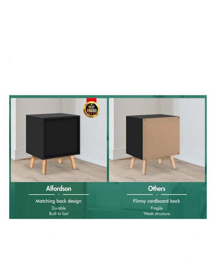 Nightstand 2 Drawers Bedside Table in Black image 5