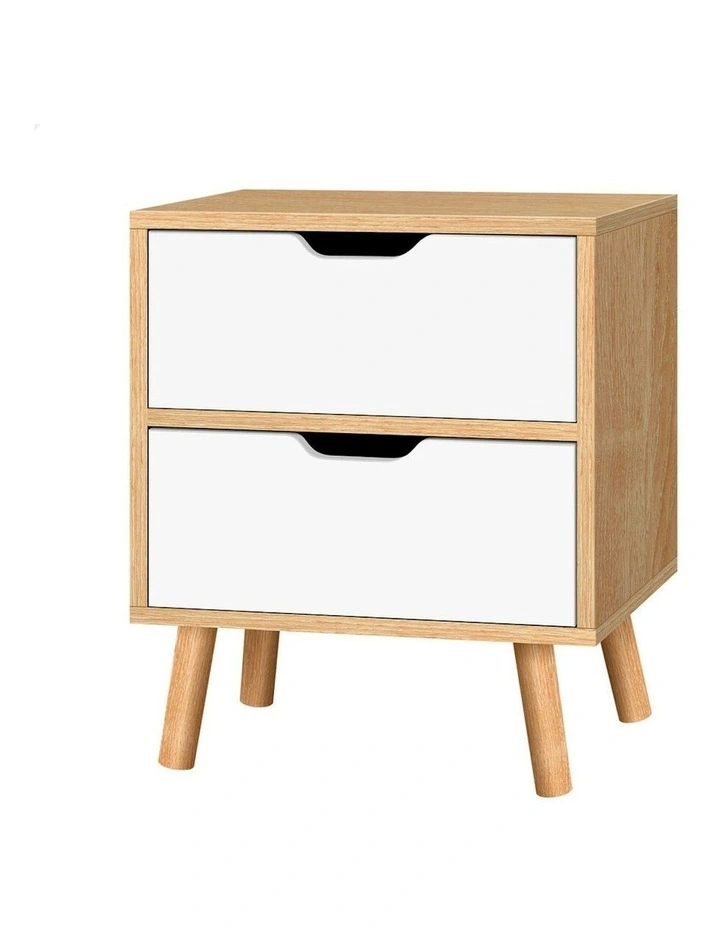 Nightstand 2 Drawers  Beside Table in Oak image 1