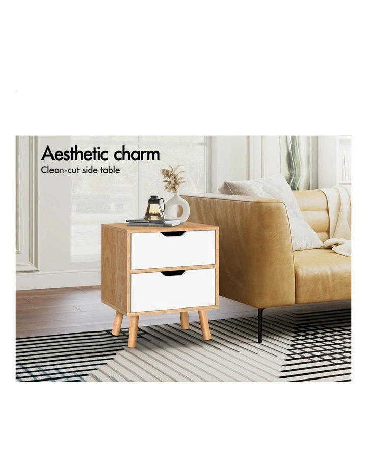 Nightstand 2 Drawers  Beside Table in Oak image 4