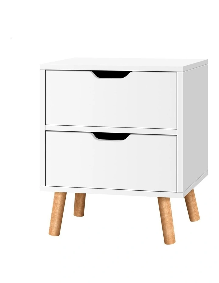 Nightstand Beside Table 2 Drawers in White image 1
