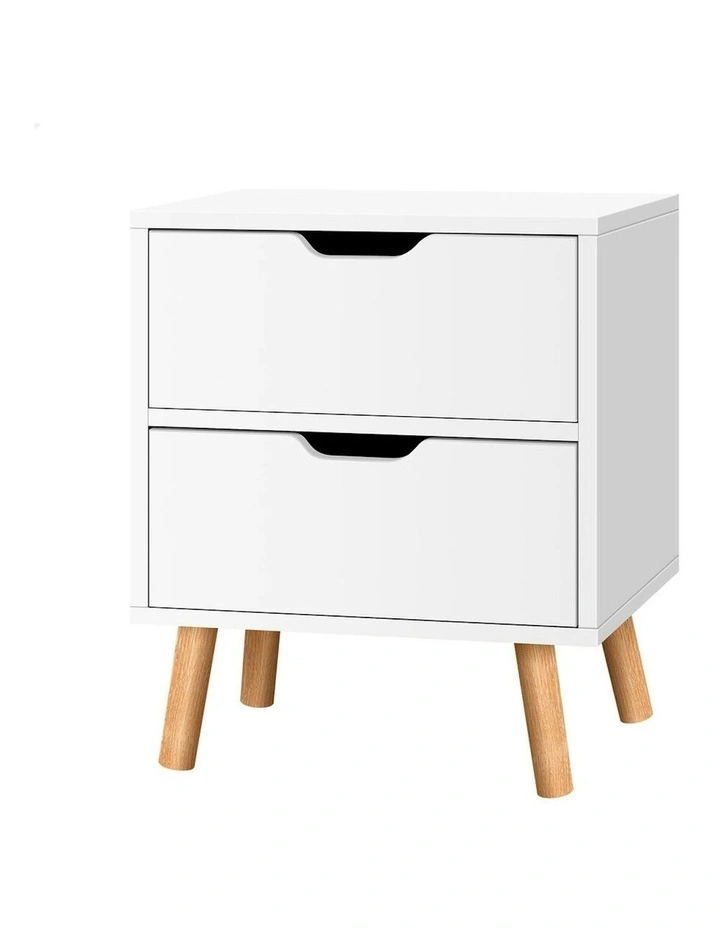 Nightstand Beside Table 2 Drawers in White image 1