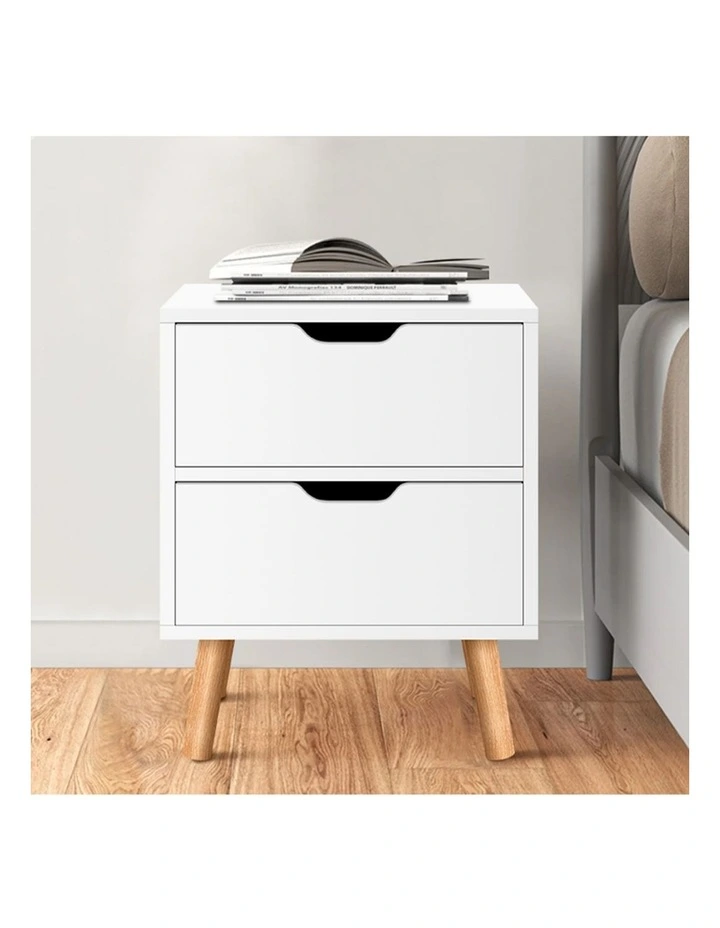 Nightstand Beside Table 2 Drawers in White image 2