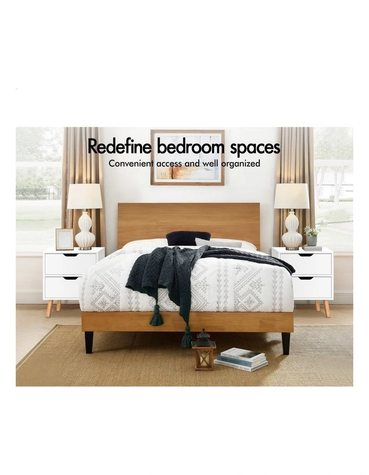 Nightstand Beside Table 2 Drawers in White image 3