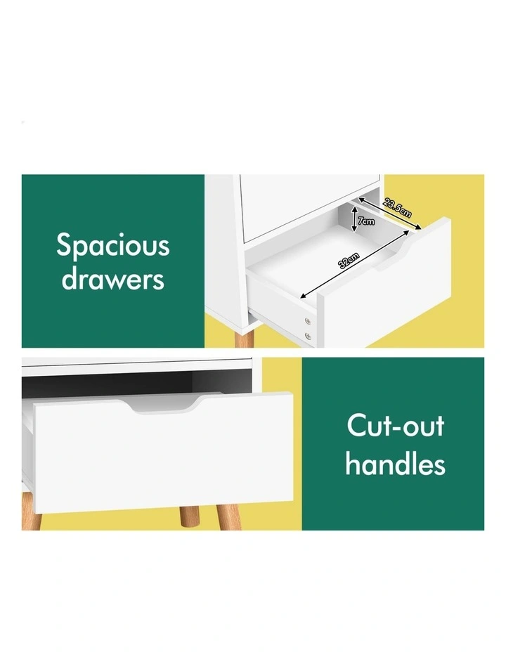 Nightstand Beside Table 2 Drawers in White image 6