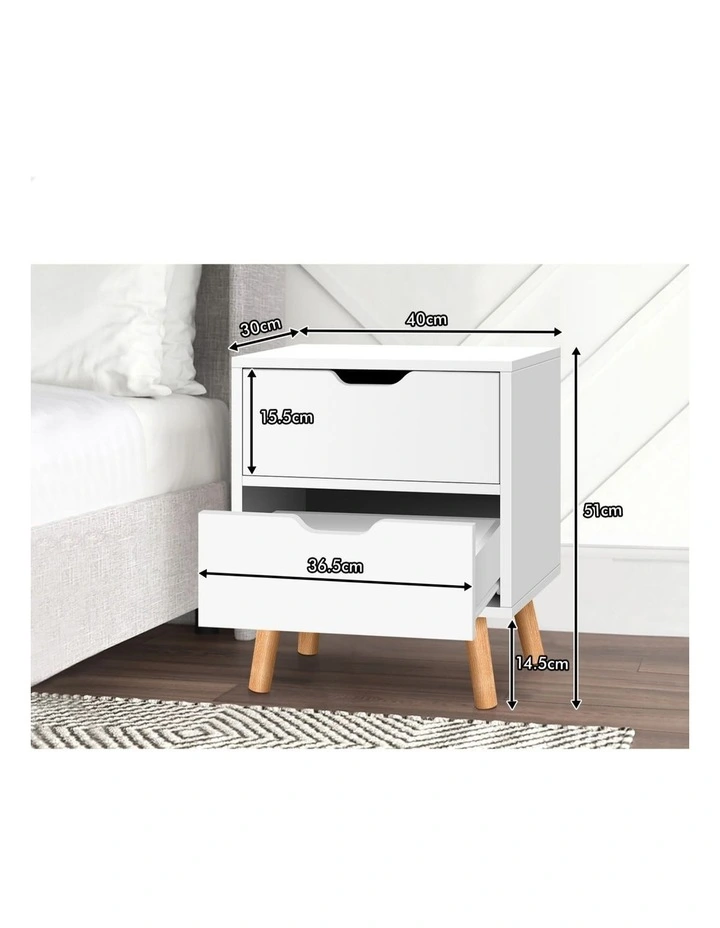 Nightstand Beside Table 2 Drawers in White image 7