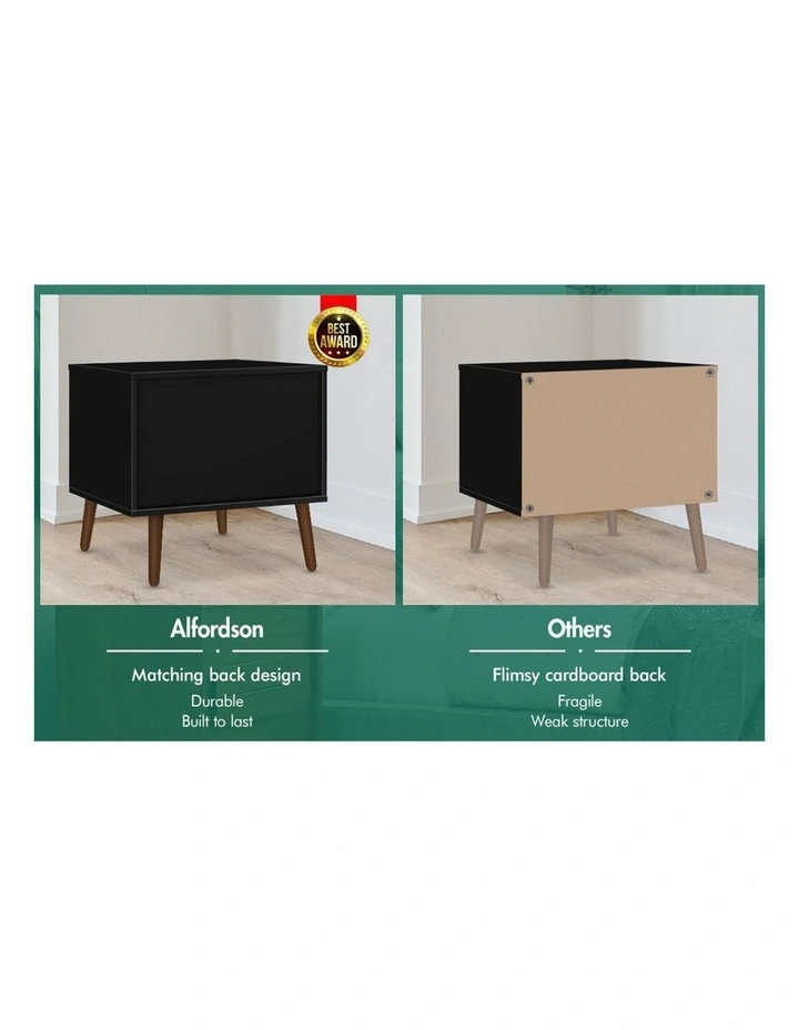 Scandinavian Bedside Table in Black image 6