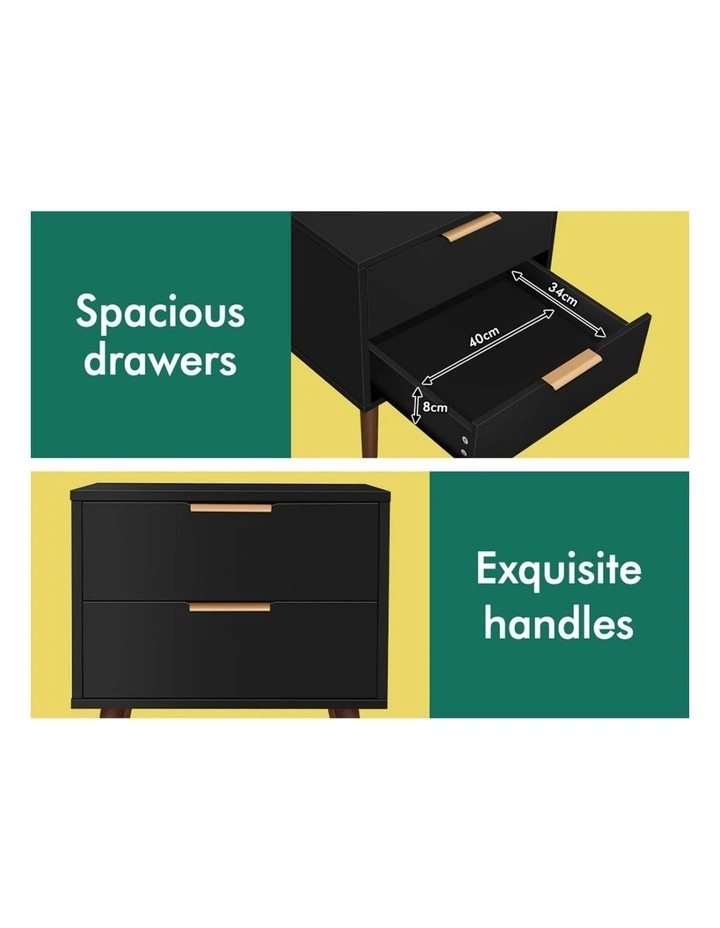 Scandinavian Bedside Table in Black image 7