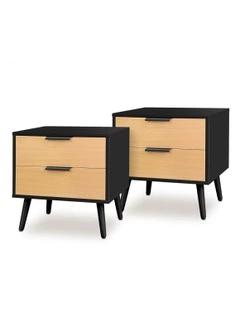 Scandinavian Bedside Table x2 in Black