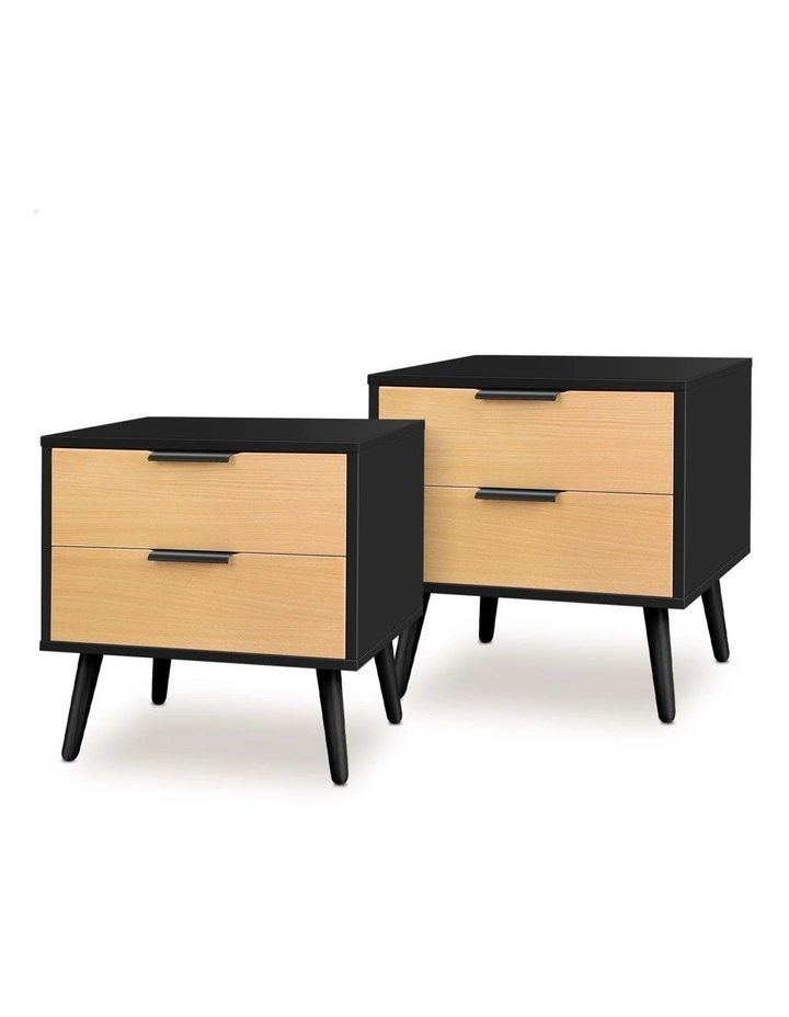 Scandinavian Bedside Table x2 in Black image 1