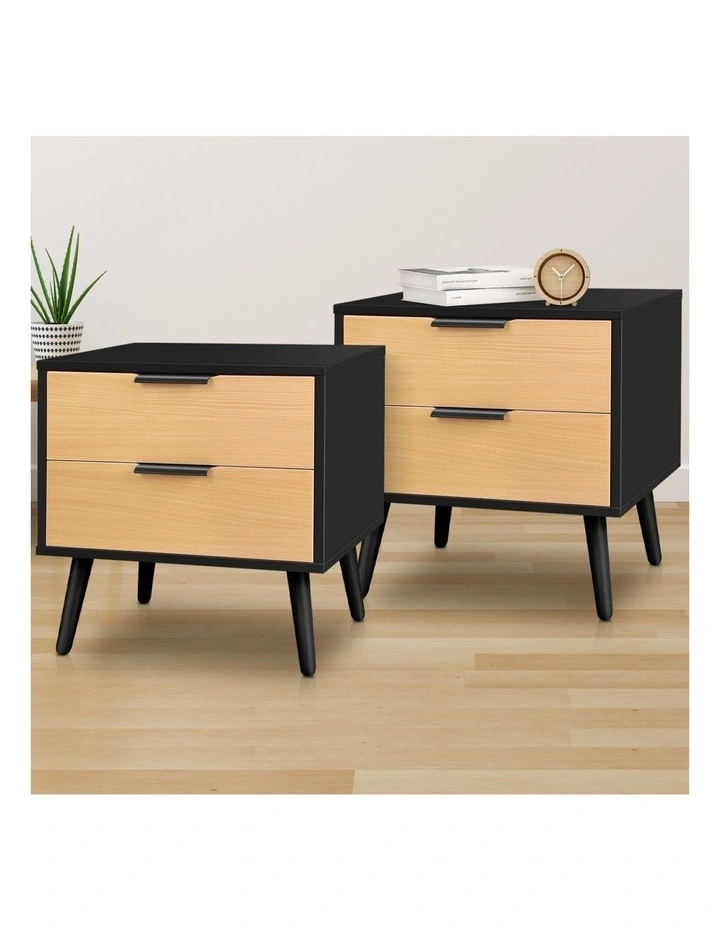Scandinavian Bedside Table x2 in Black image 2