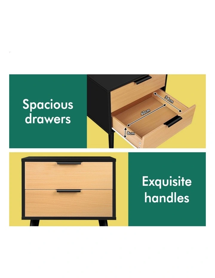 Scandinavian Bedside Table x2 in Black image 6