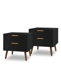 Scandinavian Bedside Table x2 in Black