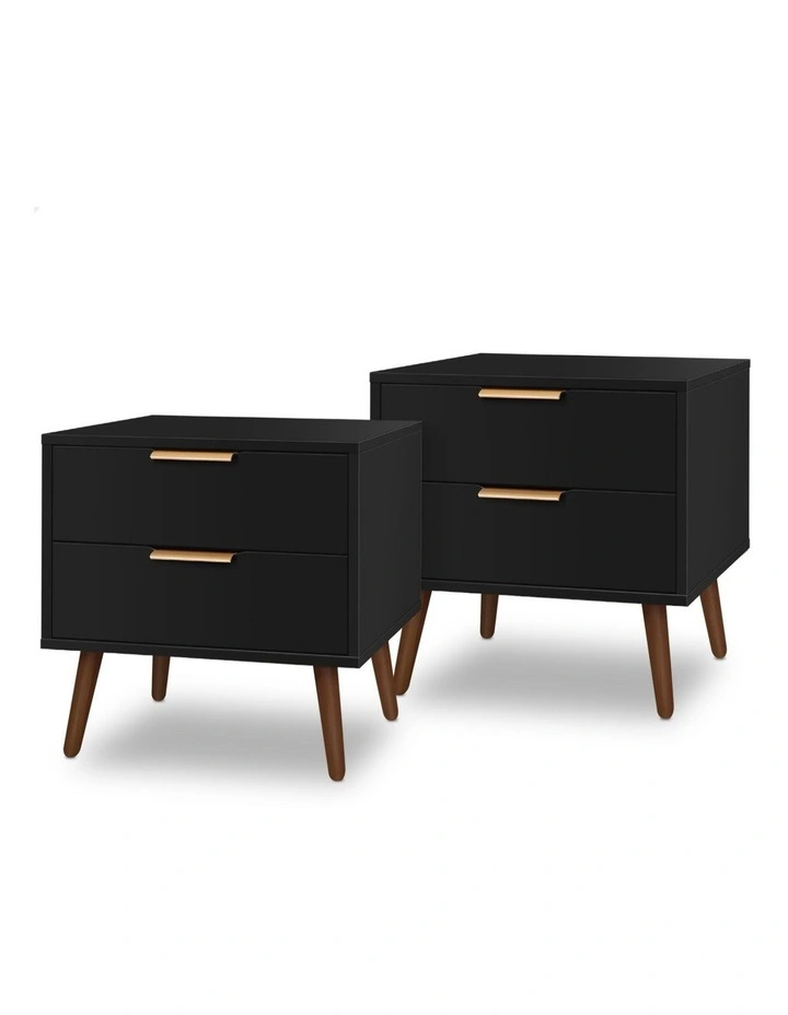 Scandinavian Bedside Table x2 in Black image 1