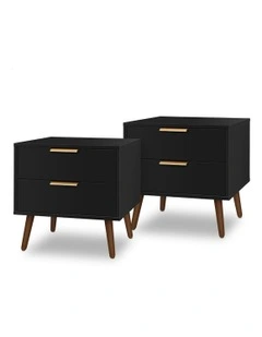 Scandinavian Bedside Table x2 in Black