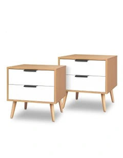 Scandinavian Bedside Table x2 in White