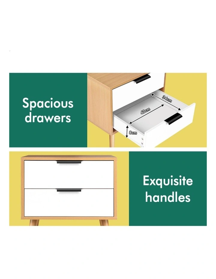 Scandinavian Bedside Table x2 in White image 6