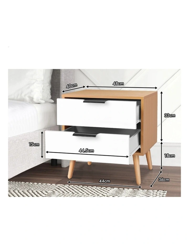 Scandinavian Bedside Table x2 in White image 7