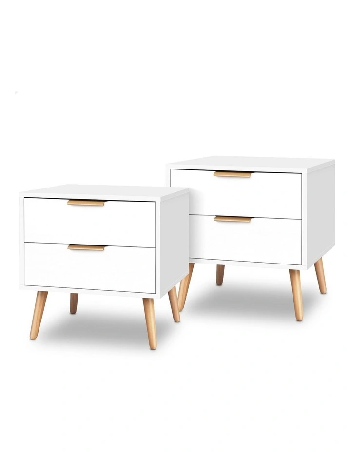 Scandinavian Bedside Table x2 in White image 1