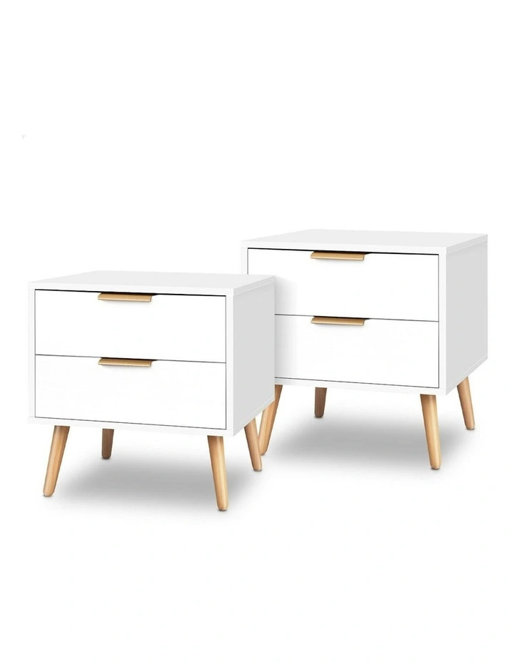 Scandinavian Bedside Table x2 in White image 1