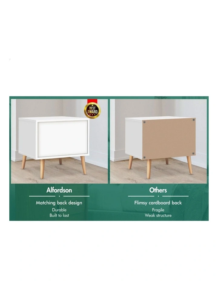 Scandinavian Bedside Table x2 in White image 5