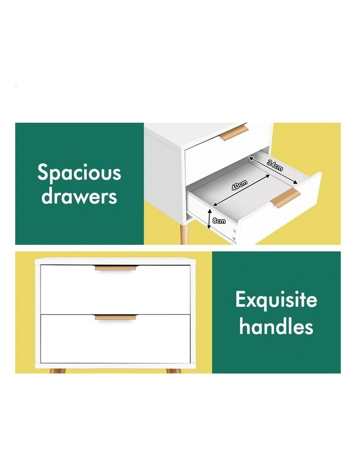 Scandinavian Bedside Table x2 in White image 6