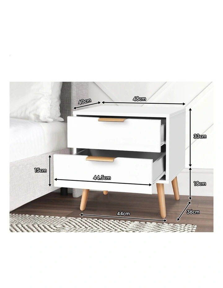 Scandinavian Bedside Table x2 in White image 7