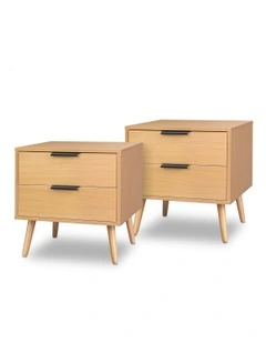 Scandinavian Bedside Table x2 in Oak
