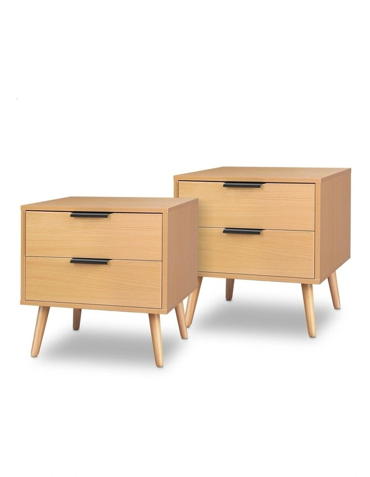 Scandinavian Bedside Table x2 in Oak image 1