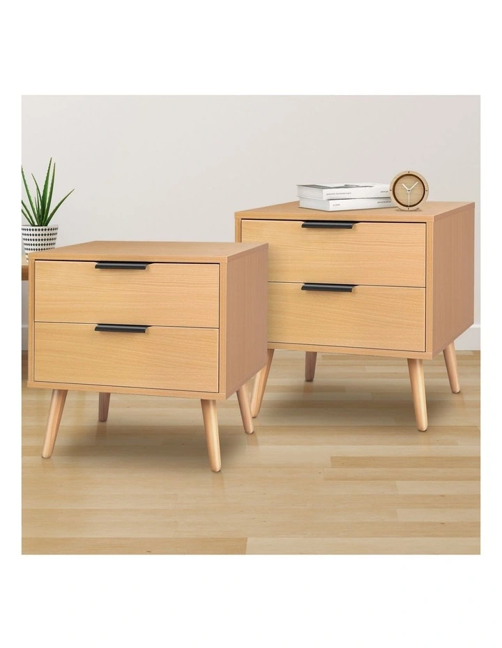 Scandinavian Bedside Table x2 in Oak image 2