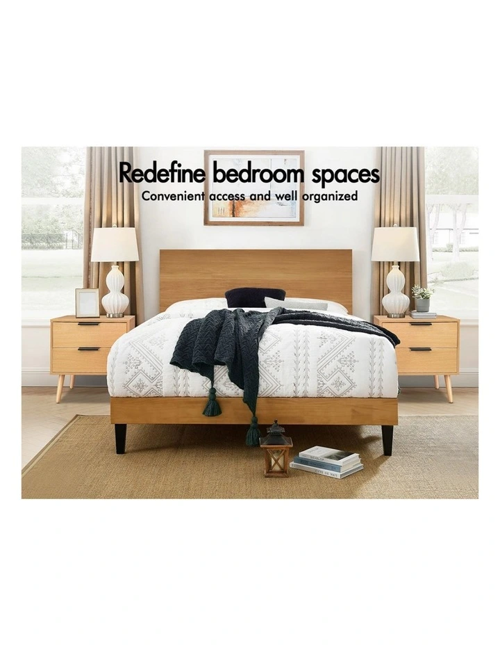 Scandinavian Bedside Table x2 in Oak image 3