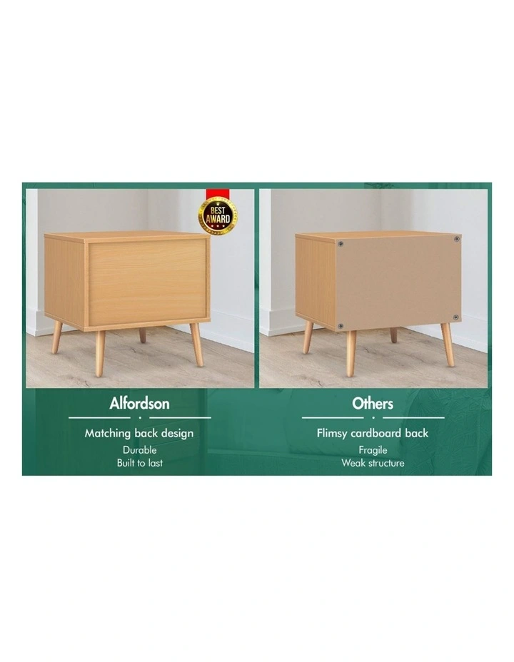 Scandinavian Bedside Table x2 in Oak image 5