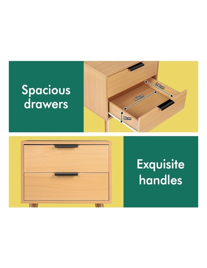 Scandinavian Bedside Table x2 in Oak image 6