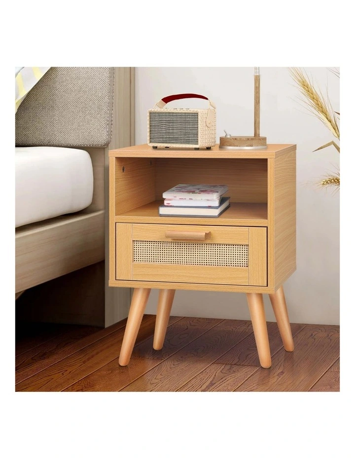 Scandinavian Bedside Table in Beige image 2