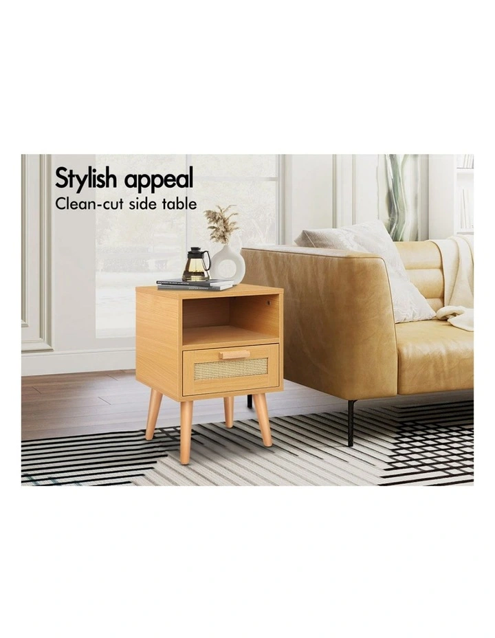 Scandinavian Bedside Table in Beige image 5