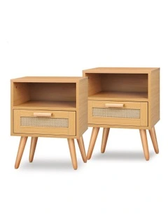 Scandinavian Bedside Table x2 in Beige