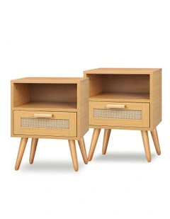 Scandinavian Bedside Table x2 in Beige