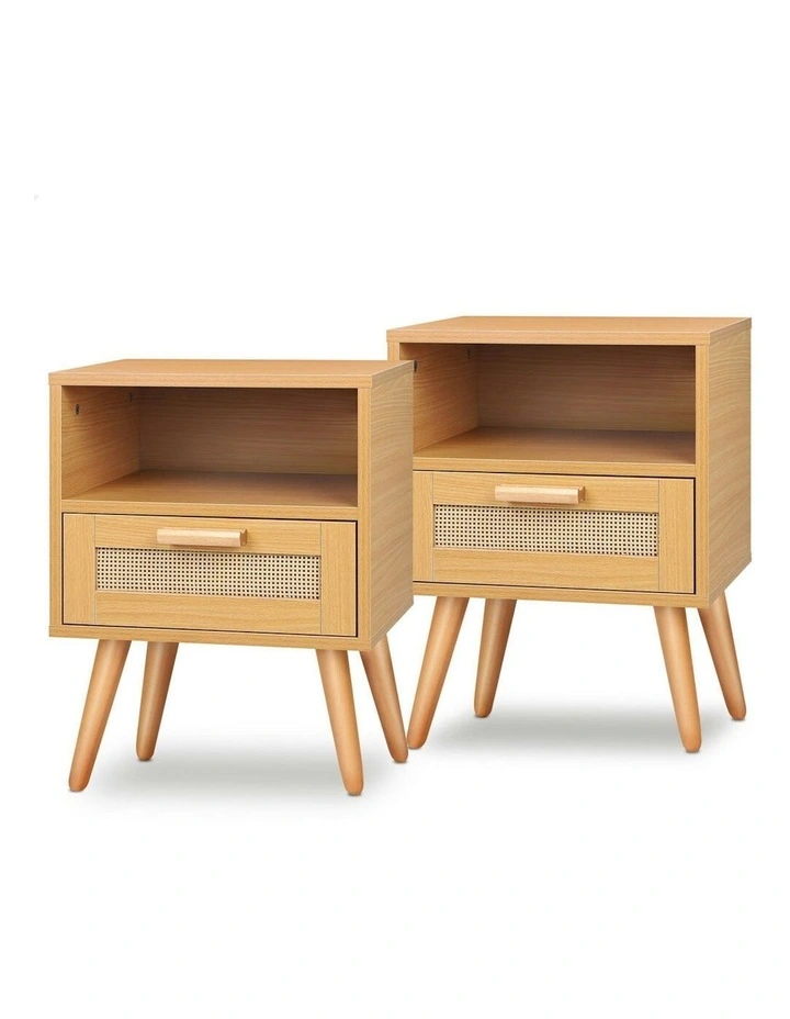 Scandinavian Bedside Table x2 in Beige image 1