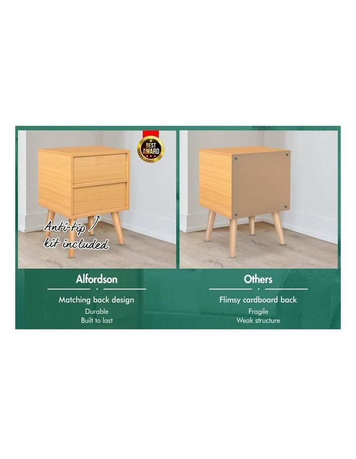 Scandinavian Bedside Table x2 in Beige image 6