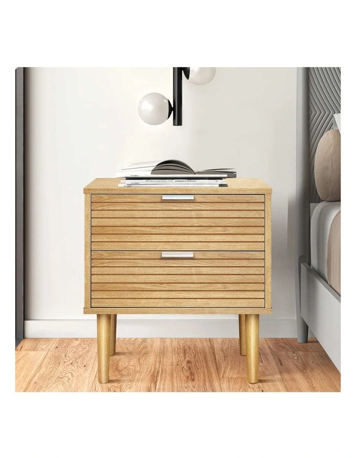 Slatted Drawer Bedside Table in Oak image 2