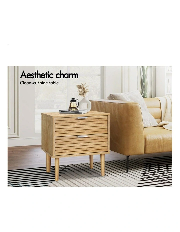 Slatted Drawer Bedside Table in Oak image 4