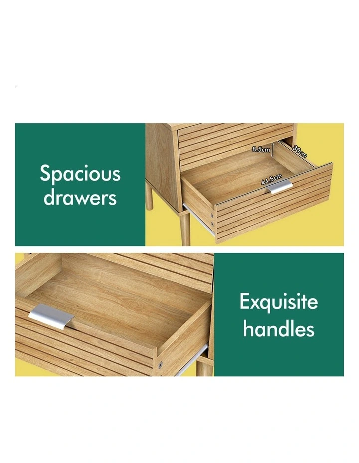 Slatted Drawer Bedside Table in Oak image 6