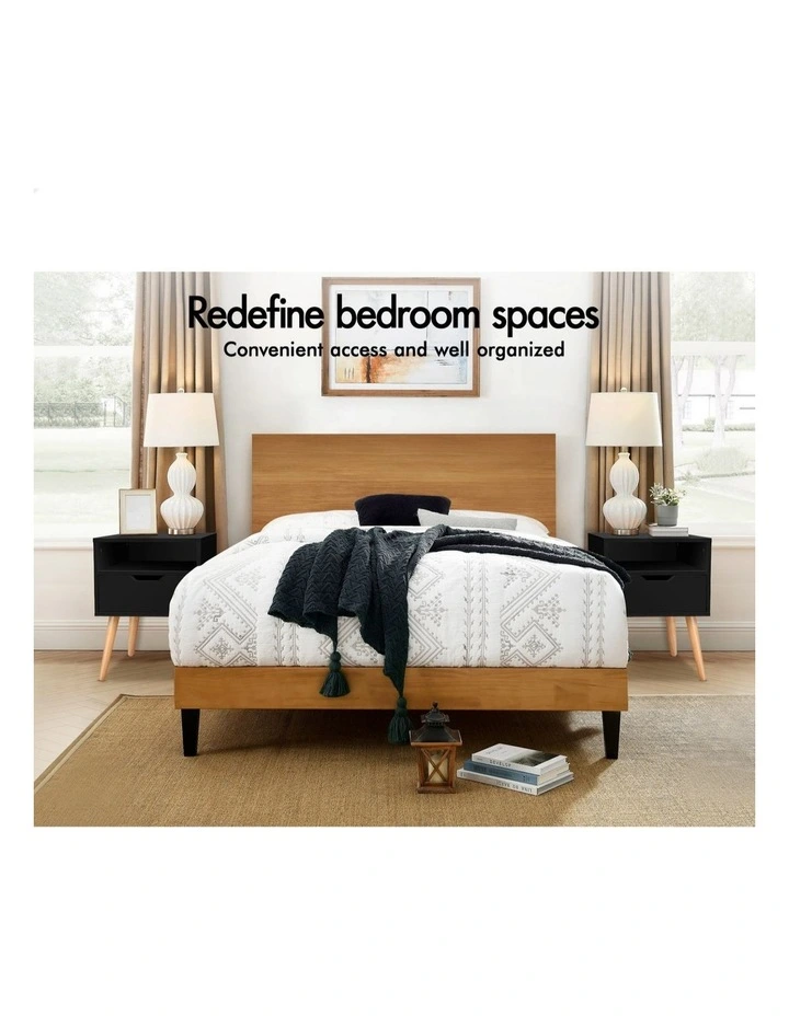 Scandinavian Side Storage Cabinet Bedside Table in Black image 3