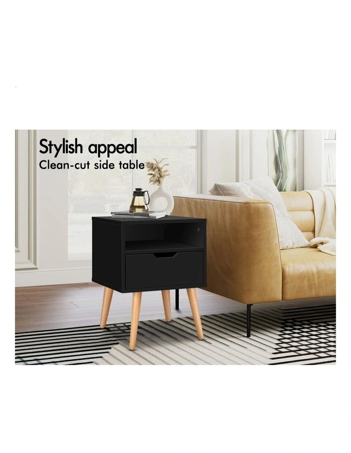 Scandinavian Side Storage Cabinet Bedside Table in Black image 4
