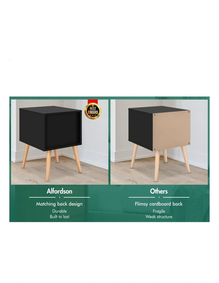 Scandinavian Side Storage Cabinet Bedside Table in Black image 5