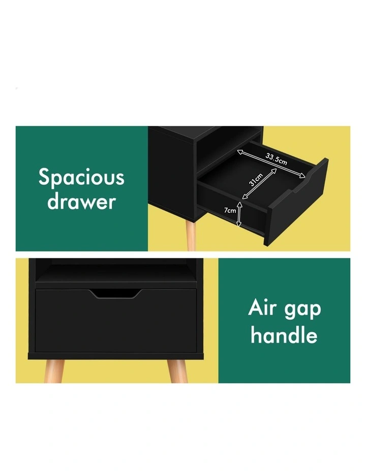 Scandinavian Side Storage Cabinet Bedside Table in Black image 6