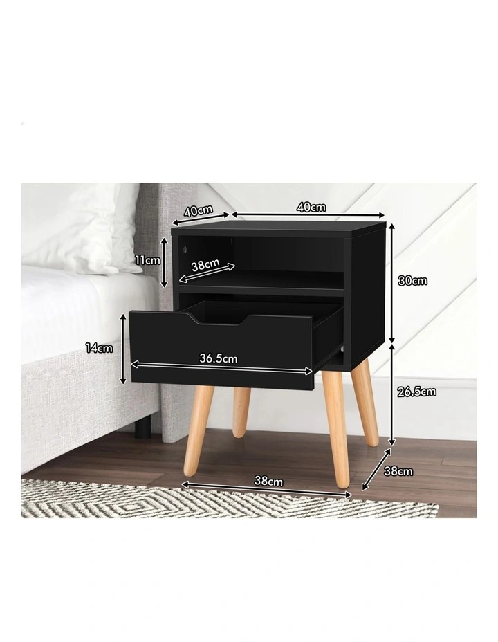 Scandinavian Side Storage Cabinet Bedside Table in Black image 7
