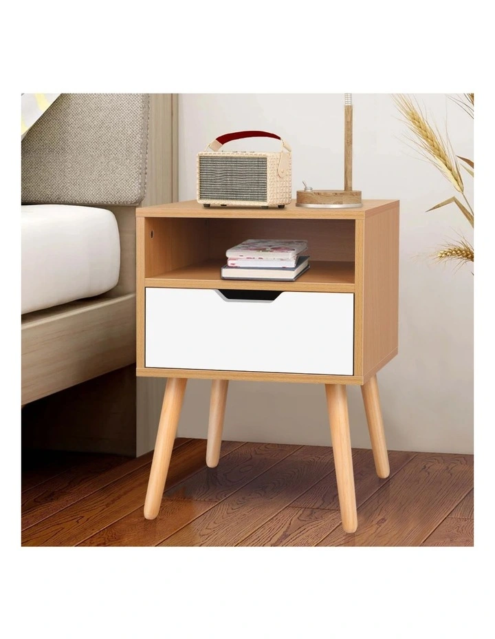 Bedside Table in White and Oak image 2